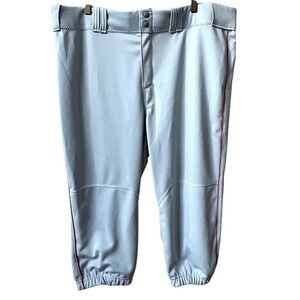 Russell Athletic Mens XL Gray Red Stripe Baseball Pant Knicker Style Performance